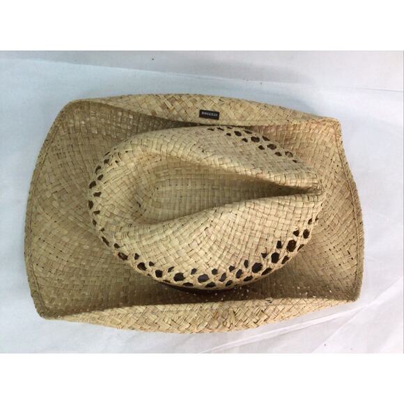 Stetson Mens Madrid Straw Cowboy Hat Turquoise Band Natural Size Small - Picture 5 of 8